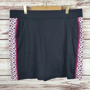 Belyn Key Womens Large Black/White/Purple Floral Mia Golf Skort Skirt Shorts